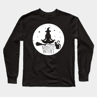 Namaste Witches Yoga Halloween With Cat Long Sleeve T-Shirt